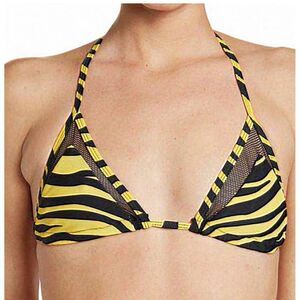 Kendall Kylie Black Yellow Tiger Print Triangle Bikini Top Xs